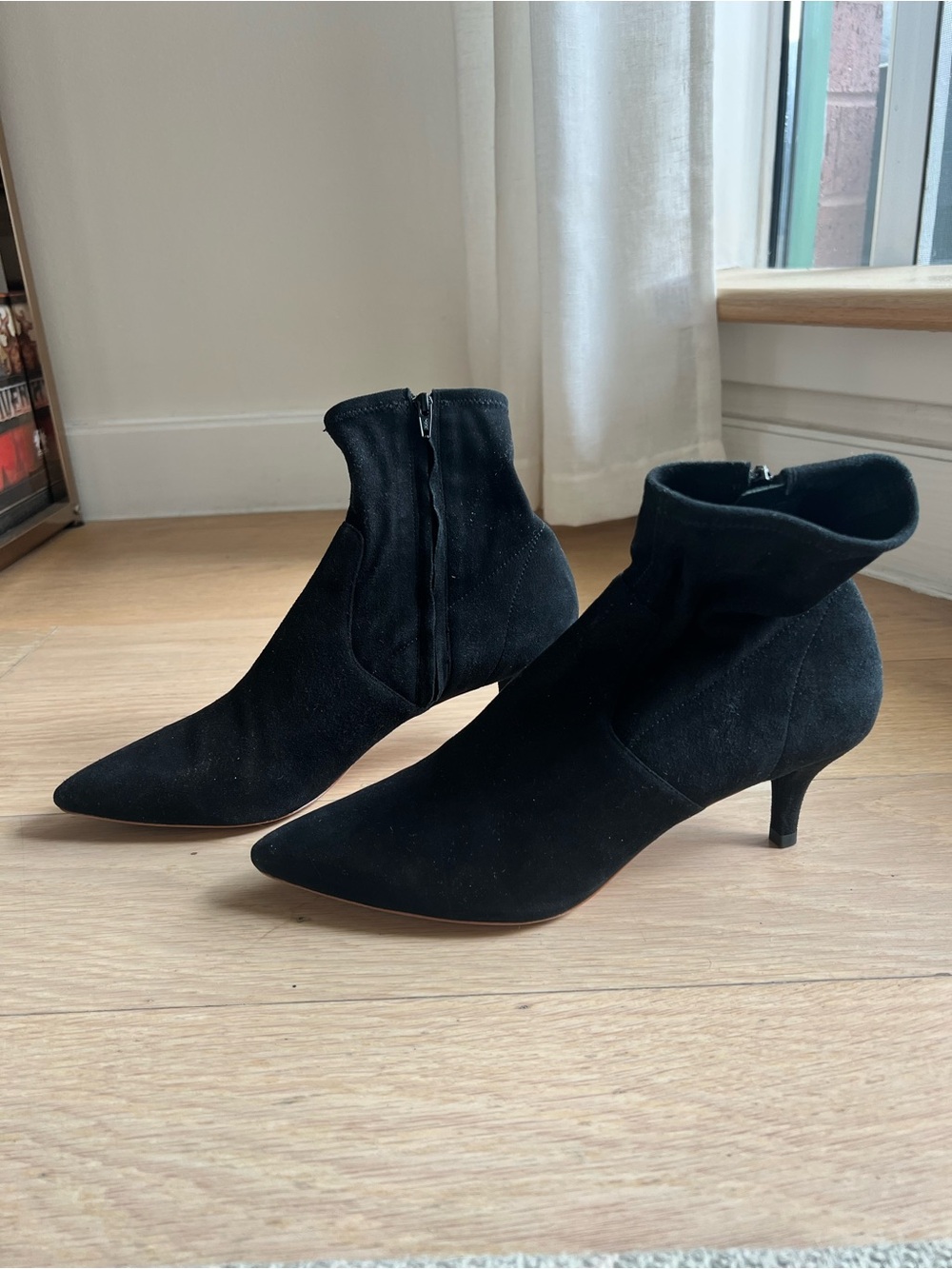 Loeffler Randall Black Suede Pointed-Toe Ankle Boots